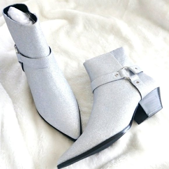 ASOS Shoes - ASOS Silver Glitter Boots Western Harness